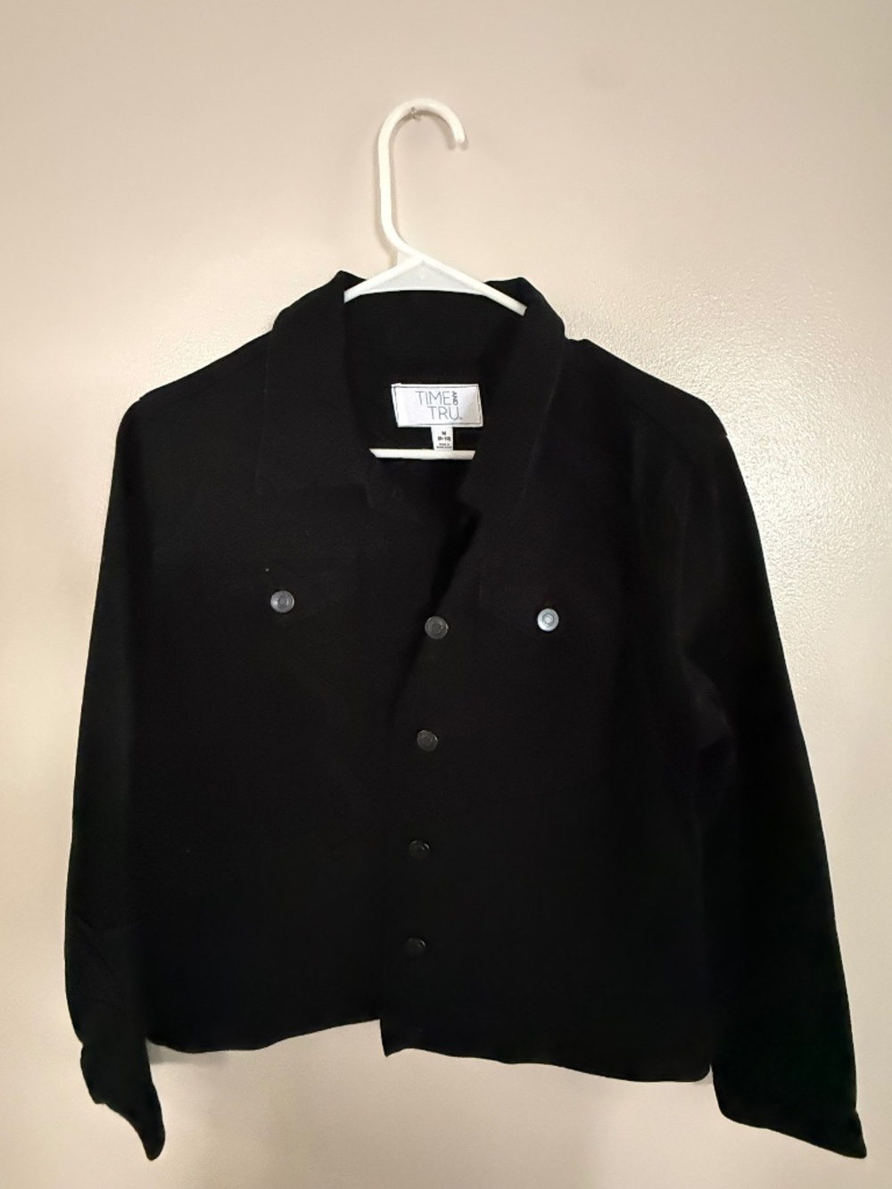 Time and Tru Women's Black Collared Button up jacket Size M